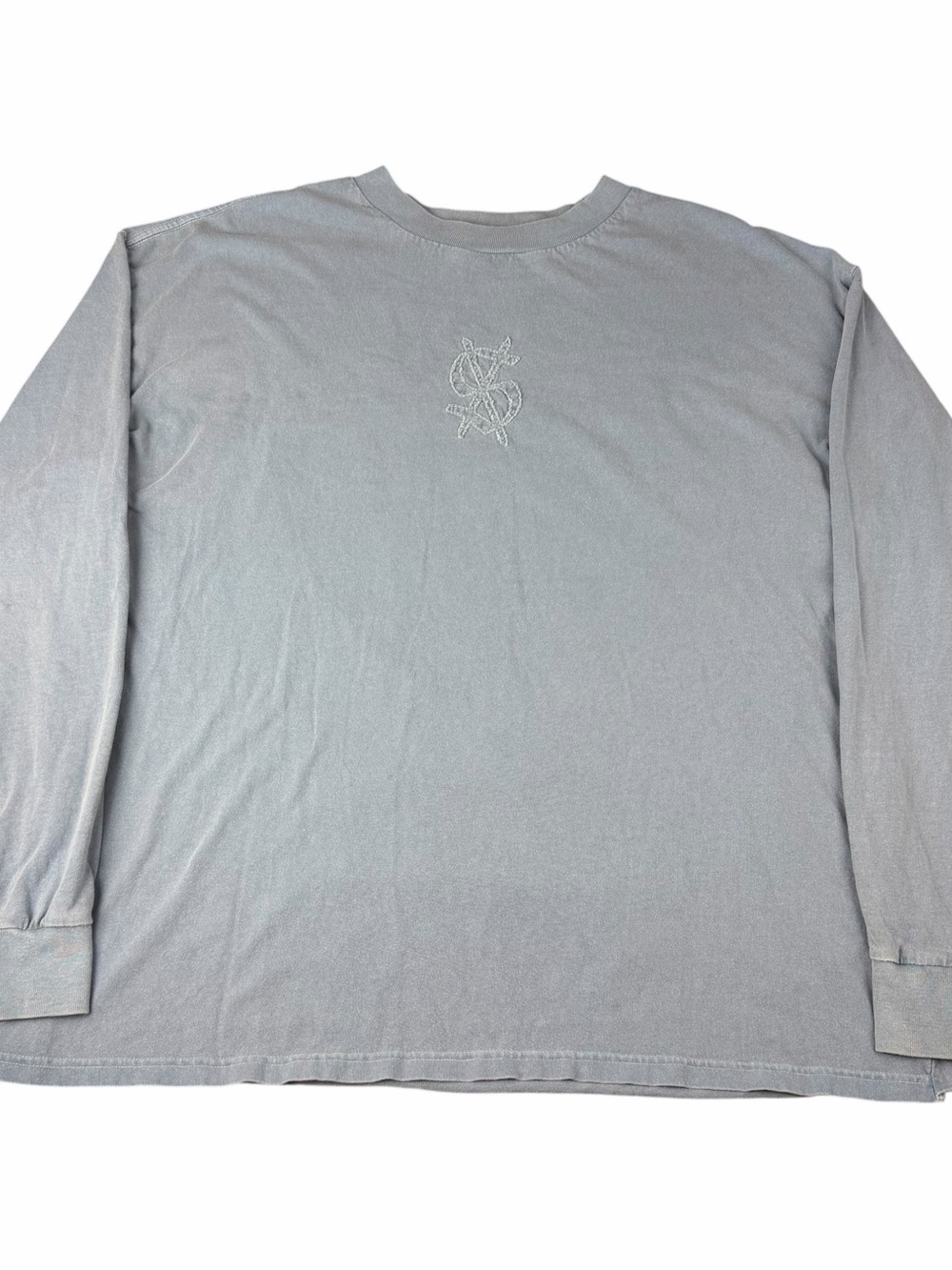 Ksubi Embroidered Logo Biggie Long Sleeve T-Shirt Faded Dust Blue Size 2XL XXL